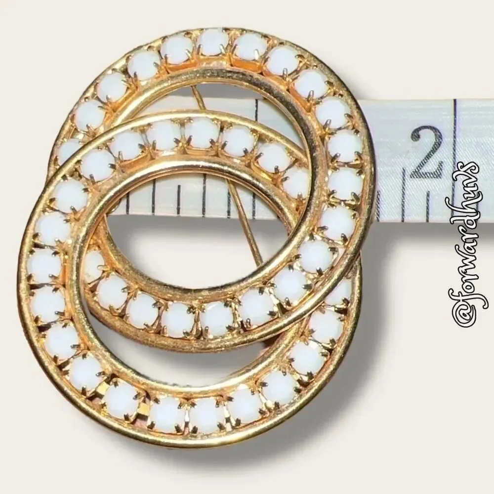Vintage Gold Brooch with White “Stones”